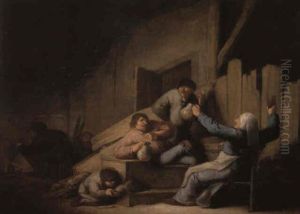 Frohliche Bauerngesellschaft In Einer Scheune by Adriaen Jansz van Ostade