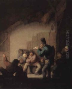 Peasants Merrymaking In A Barn by Adriaen Jansz van Ostade