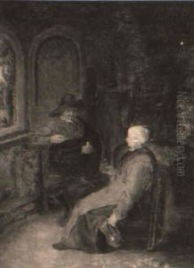 An Elderly Couple Seated By A Window In An Interior by Adriaen Jansz van Ostade