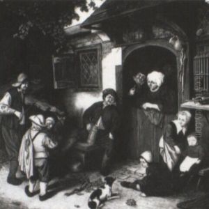 Outside The Tavern by Adriaen Jansz van Ostade