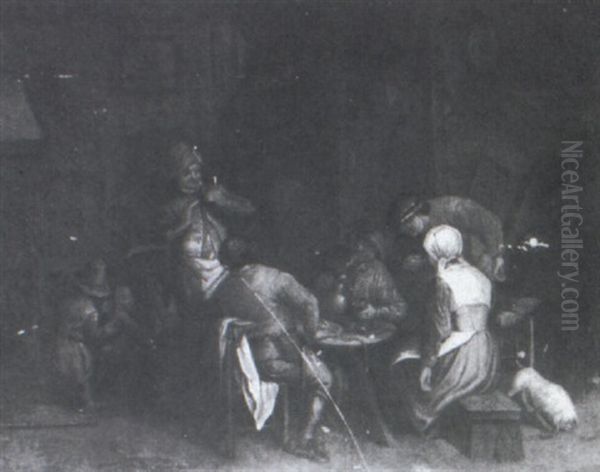 Jovial Peasants, Children And Animals In An Inn - view 1