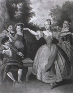 Elegant Figures Dancing On A Terrace by Adriaen Jansz van Ostade