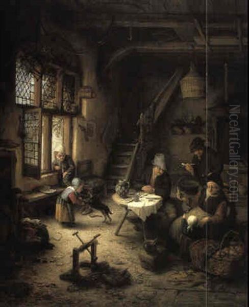 Peasant Family In An Interior Of A Cottage - view 1