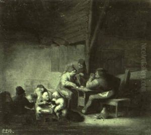 Bauerliches Interieur Mit Kartenspielern by Adriaen Jansz van Ostade