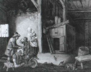 A Mother And Children Visiting A Knife Grinder A Mother And Children Visiting A Knife Grinder