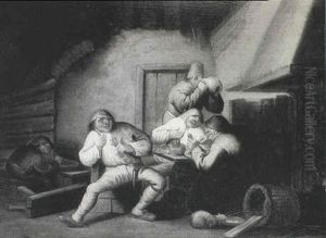 Peasants Carousing In A Tavern by Adriaen Jansz van Ostade