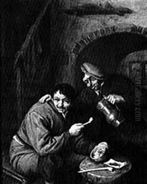 Two Peasants Carousing In A Tavern - view 1