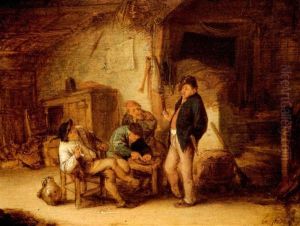 Four Peasants Conversing In A Cottage by Adriaen Jansz van Ostade