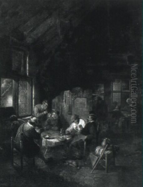 A Tavern Interior With Peasants Seated Around A Table - view 1