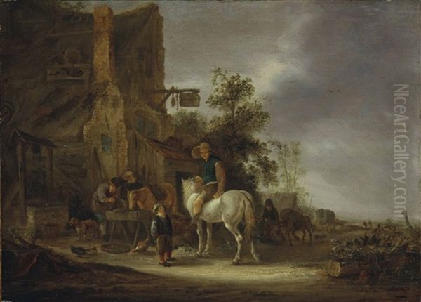 A Horseman Halting At An Inn, With A Landscape Beyond - view 1