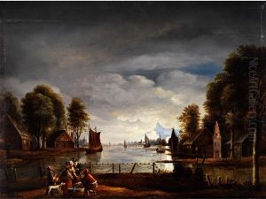 Abendliche Hollandische Flusslandschaft