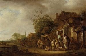 Markttreiben Vor Einem Dorf by Isaac Van Ostade