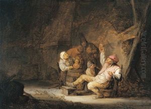 Interieur Met Boerengezelschap - Scene D'auberge by Isaac Van Ostade