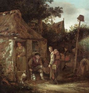 Bauern Vor Einem Wirtshaus by Isaac Van Ostade