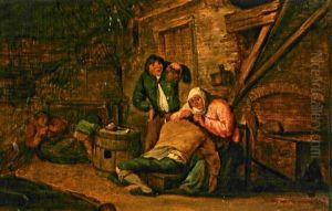 Bauern In Einer Scheune by Isaac Van Ostade
