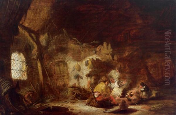 Bauernfamilie In Einer Scheune - view 1