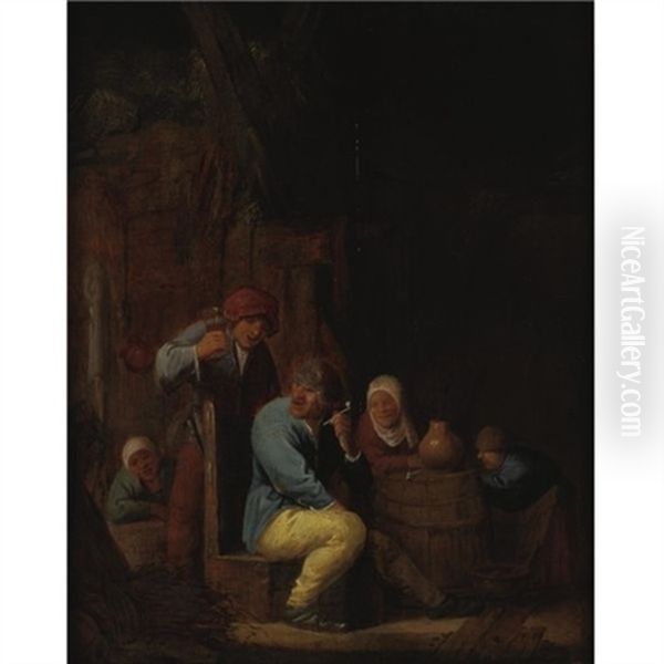 Peasants Drinking And Smoking In A Tavern - view 1