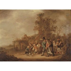 Peasant Guiding His Drunken Wife, Ridiculed By A Group Of Children by Isaac Van Ostade