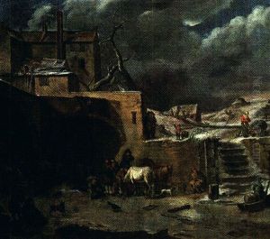 Paysans Au Bord D'une Riviere Gelee by Isaac Van Ostade