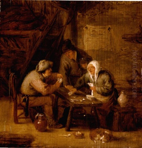 Interior With Peasants Playing Cards At A Table - view 1