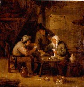 Interior With Peasants Playing Cards At A Table by Isaac Van Ostade