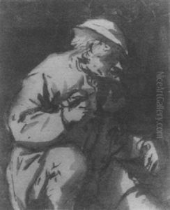 A Peasant Smoking A Pipe by Isaac Van Ostade