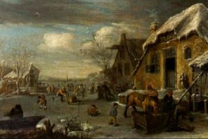 Skaters On A Frozen River By A Tavern Skaters On A Frozen River By A Tavern