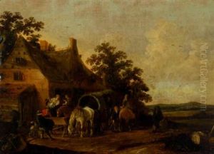 Travellers Halting Outside An Inn