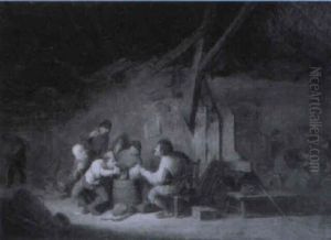 Scene De Tabagie Dans Une Auberge by Isaac Van Ostade