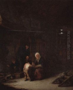 Famille De Paysans Dans Un Interieur by Isaac Van Ostade