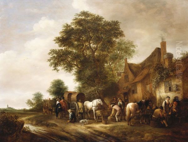 Travellers Outside An Inn - view 1