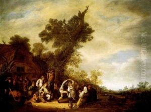 Paysans Pres D'une Auberge by Isaac Van Ostade