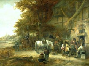 Travellers Halting At An Inn by Isaac Van Ostade