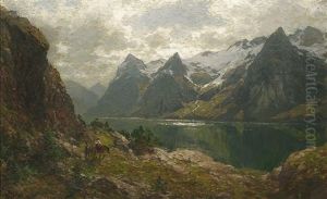 An Einem Norwegischen Fjord Im Sommer