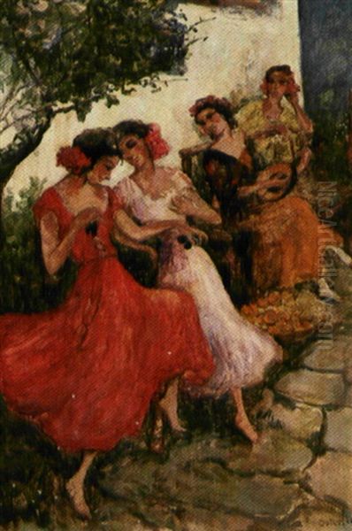 Dansende Og Musicerende Spanierinder - view 1