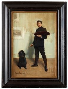 Sjalvportratt Med Hund by Bernhard Osterman