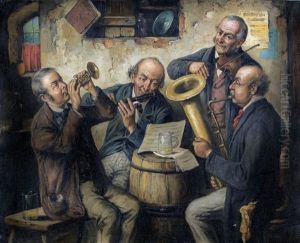 Frohliche Musikantenszene In Einer Stube