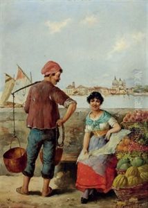 Venezianische Obstverkauferin by Carl Ostersetzer