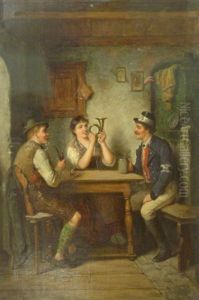 Gesellige Runde Mit Musizierendem Dirndl (+ Frohliches Stelldichein Mit Musizierendem Forstmann; 2 Works) by Carl Ostersetzer