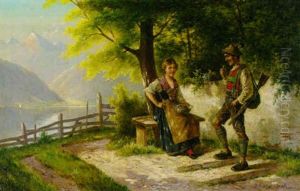 Jager Und Dirndl Am Ufer Des Gebirgssees Jager Und Dirndl Am Ufer Des Gebirgssees