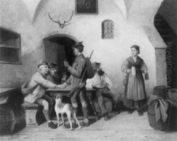 Vier Jager In Der Wirtsstube - view 1