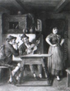Bauerliches Interieur Mit Gitarrenspieler