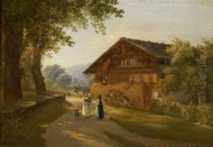 Bauernhaus Mit Personenstaffage by Rose d' Osterwald