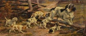 Hunting Dog With Pups by Edmund Henry Osthaus