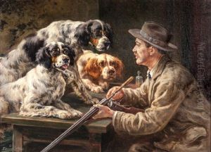 Self Portrait With Three Setters by Edmund Henry Osthaus