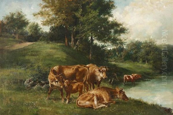 Cows By A Stream - view 1