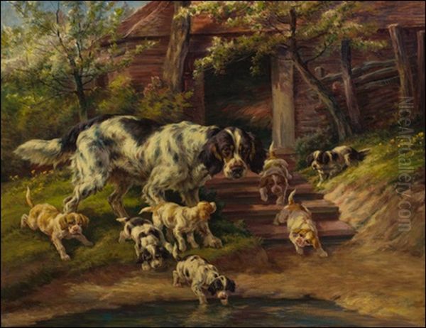Setter With Pups - view 1