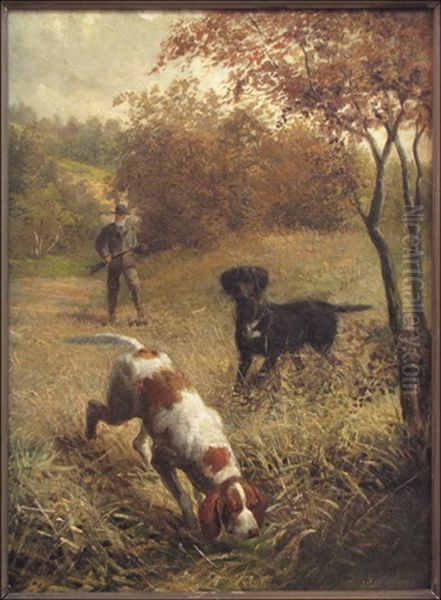 Hunter With Two Setters - view 1