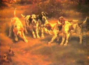 Five Puppies With Quail