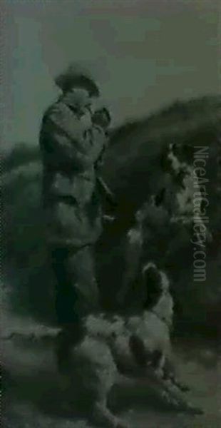 Hunter With Spaniels - view 1